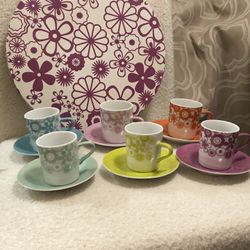 Retro Espresso Cup and Saucer Set