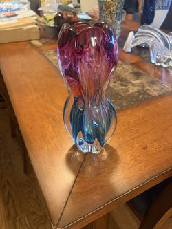 Pink and Blue Art Glass Vase