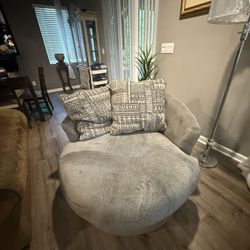 Gray Furniture Set – Sofa + Swivel Chair – $300 OBO