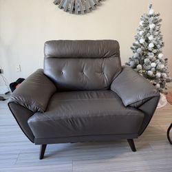 Grey Leather Accent Chair 
