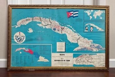 Vintage 1969 Political Geographic Map of Cuba Created by Cuban Exile Community 24”x38” just $35