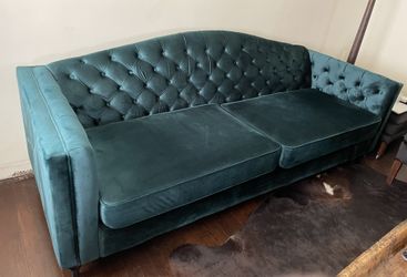 Teal Velvet Couch