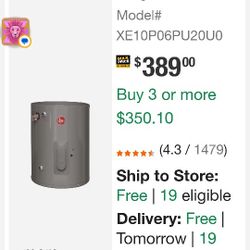 Ten Gallon 120 Volts  Electric Water Heater
