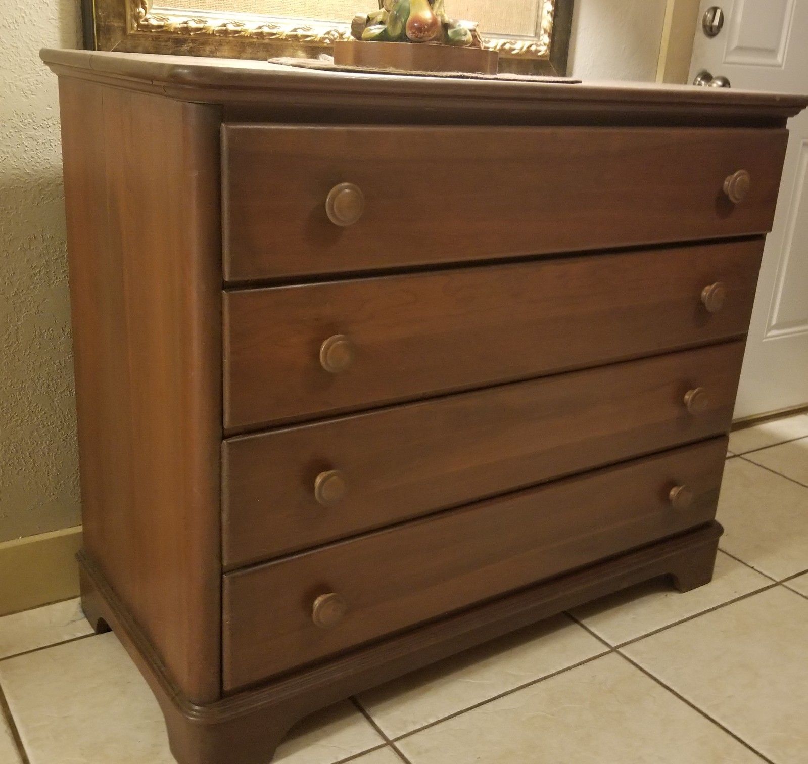 Antique Maple 4 drawer dresser chest by CRAWFORD FURNITURE CO.