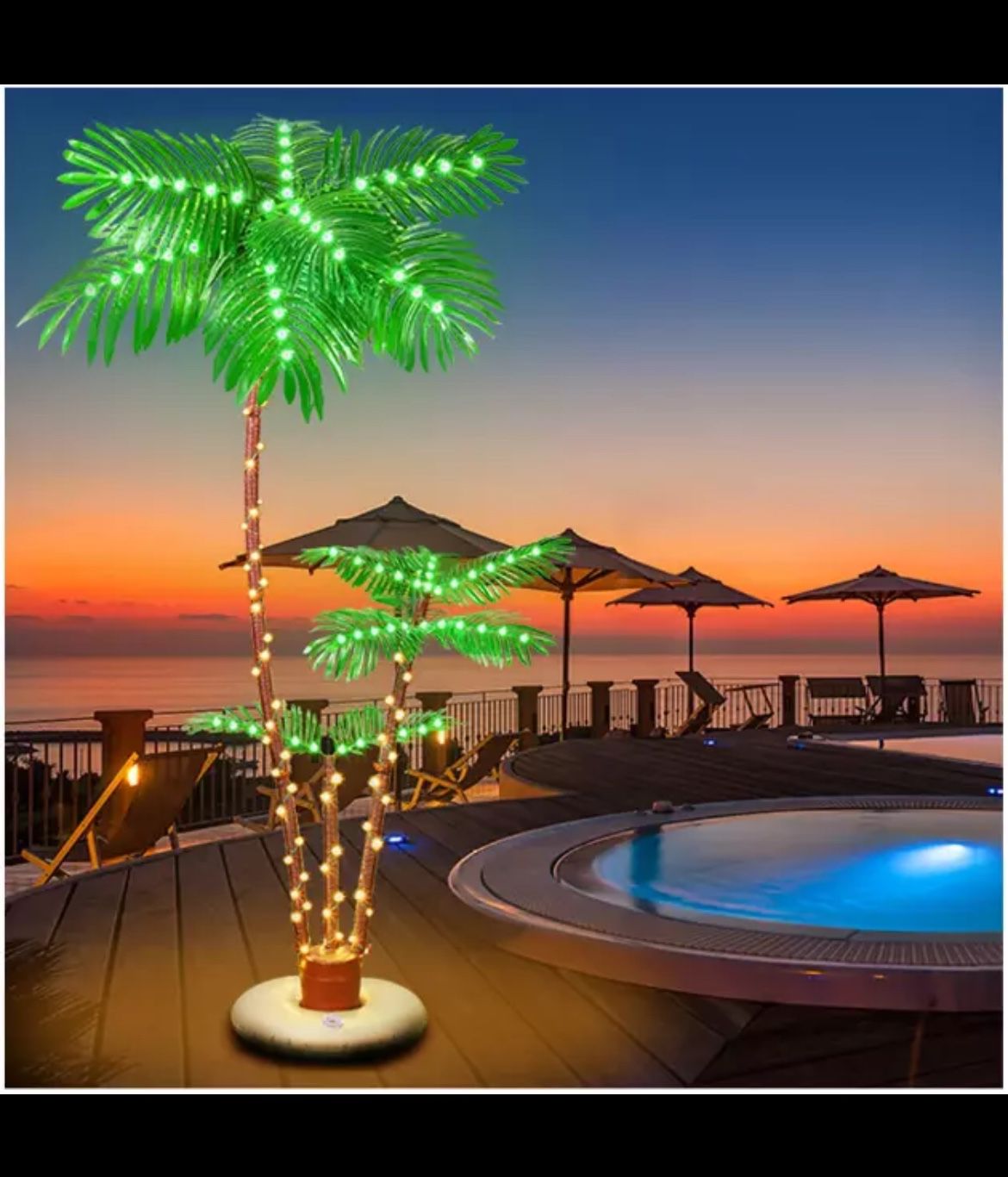 Lighted Palm Tree for Outside Patio Yard Party Pool - 6FT, 3-Tree-Solar