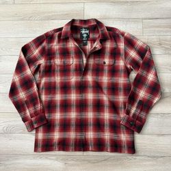 Stussy Plaid Flannel Full Zip Shirt Jacket