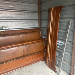 Queen Size Wood And Leather Bed Frame