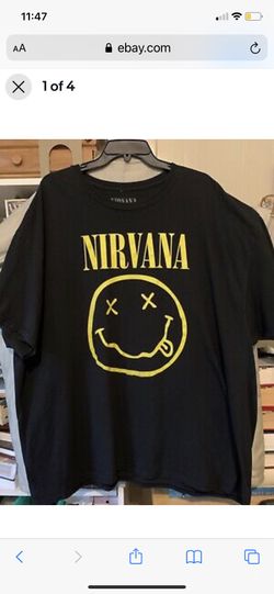 Nirvana Smiley Face T-Shirt Size Men 3XL Black Vintage Look from 1992 GREAT