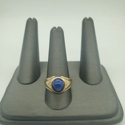 10kt Yellow Gold Ring With Blue Stone 
