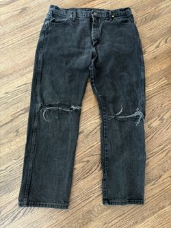 Black Ripped Knee Wrangler Pants