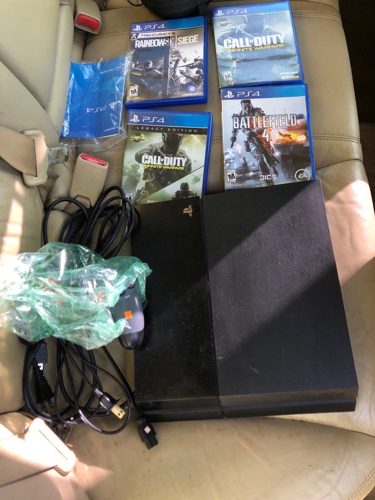 PlayStation 4 (Blue Light, Needs Repair) With Games and Controller