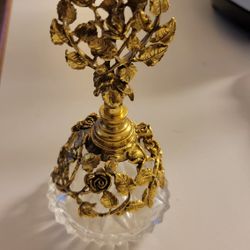 Vintage Matson Ormolu Gold Roses Perfume Bottle