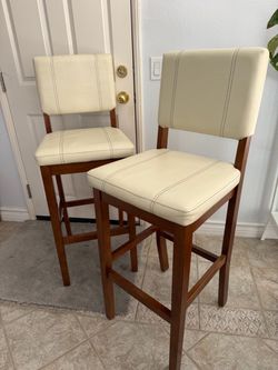 Bar height leather barstools - set of 2