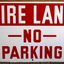 1930 Porcelain Fire Lane No Parking Milwaukee Industrial Sign • Vintage Unused Uncommon • Original, Rare & Heavy! • Genuine REAL