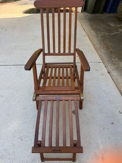 Vintage Queen Elizabeth "Ist Class Only" Teak Deck Chair