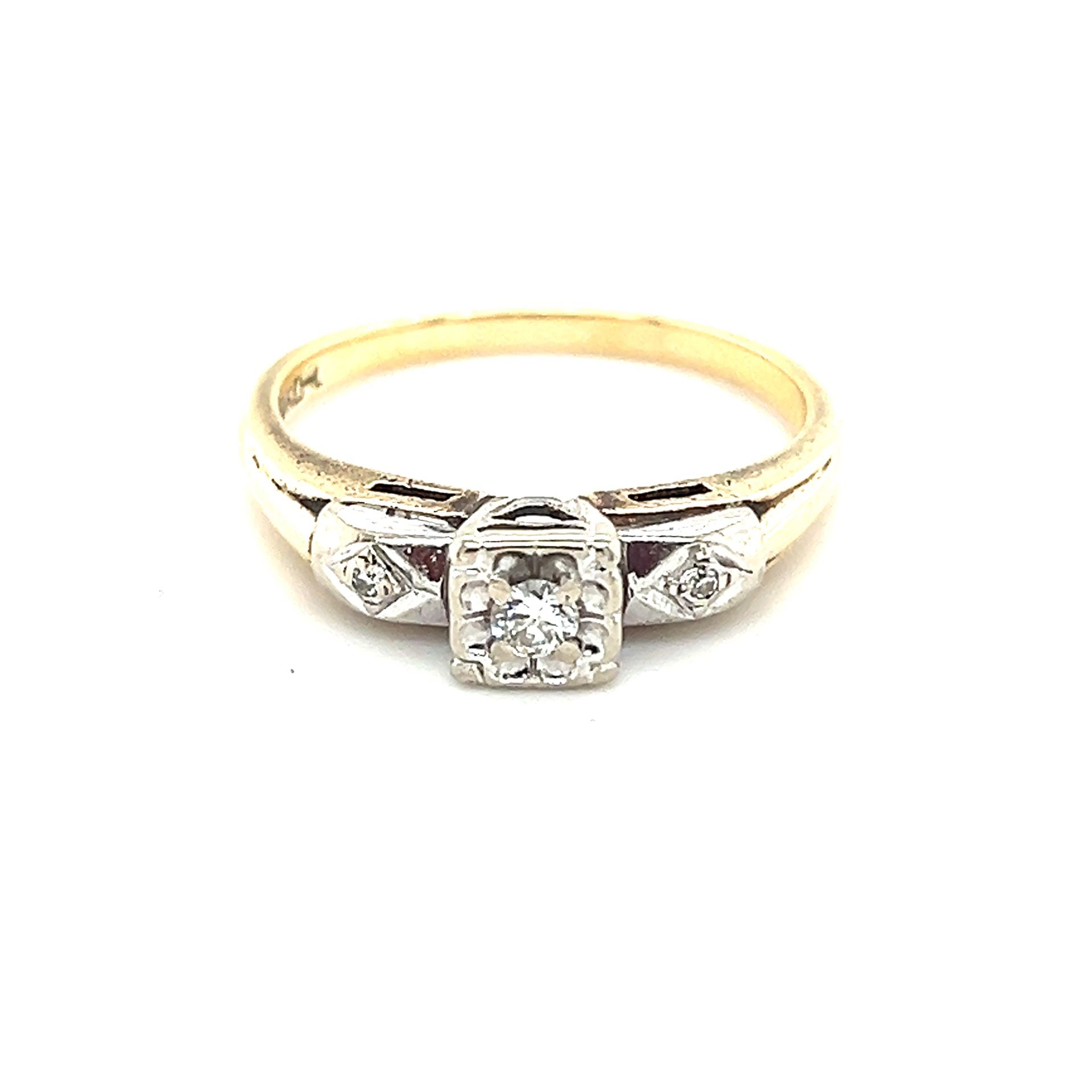 Dainty Antique Diamond Ring - 14K Gold