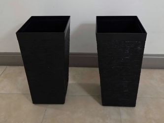 *** NEW LOW PRICE *** PAIR of 23" Black Textured Mobile Planters (2 for $60) @ Lasting Creations