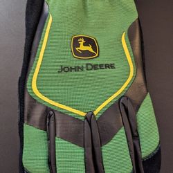 John Deere Licensed Slip-On Lined Leather Palm Gloves - Large