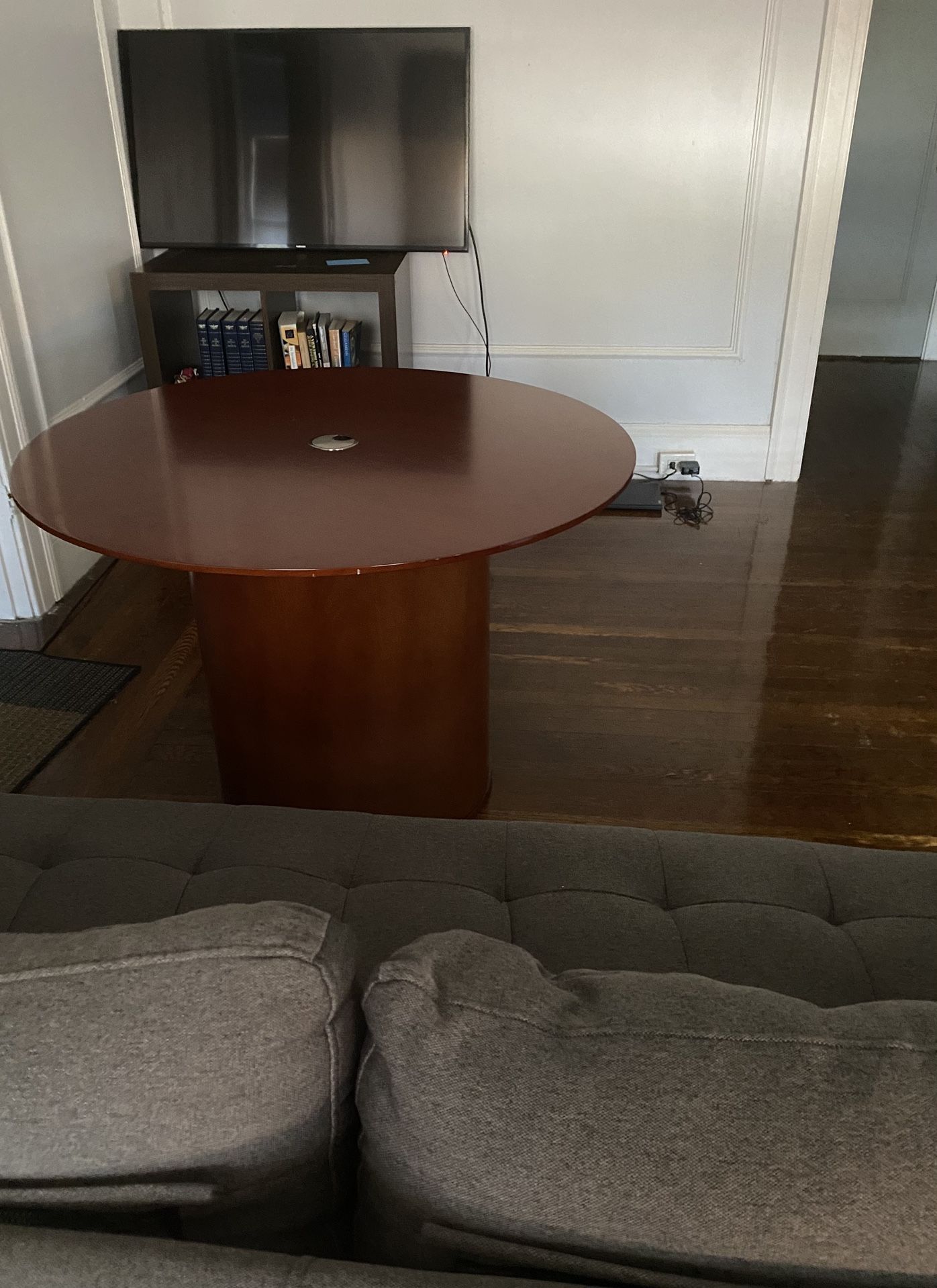 Living Room Items: Couch/TV/Bookshelf/Round Conference Table