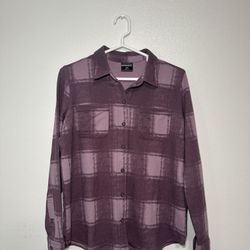 Purple Plaid Flannel Shirt - Small
