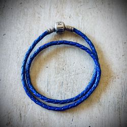 Pandora Double Leather Bracelet Royal Blue