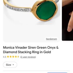 Monica Vinader Siren Green Onyx&diamond Stacking Ring