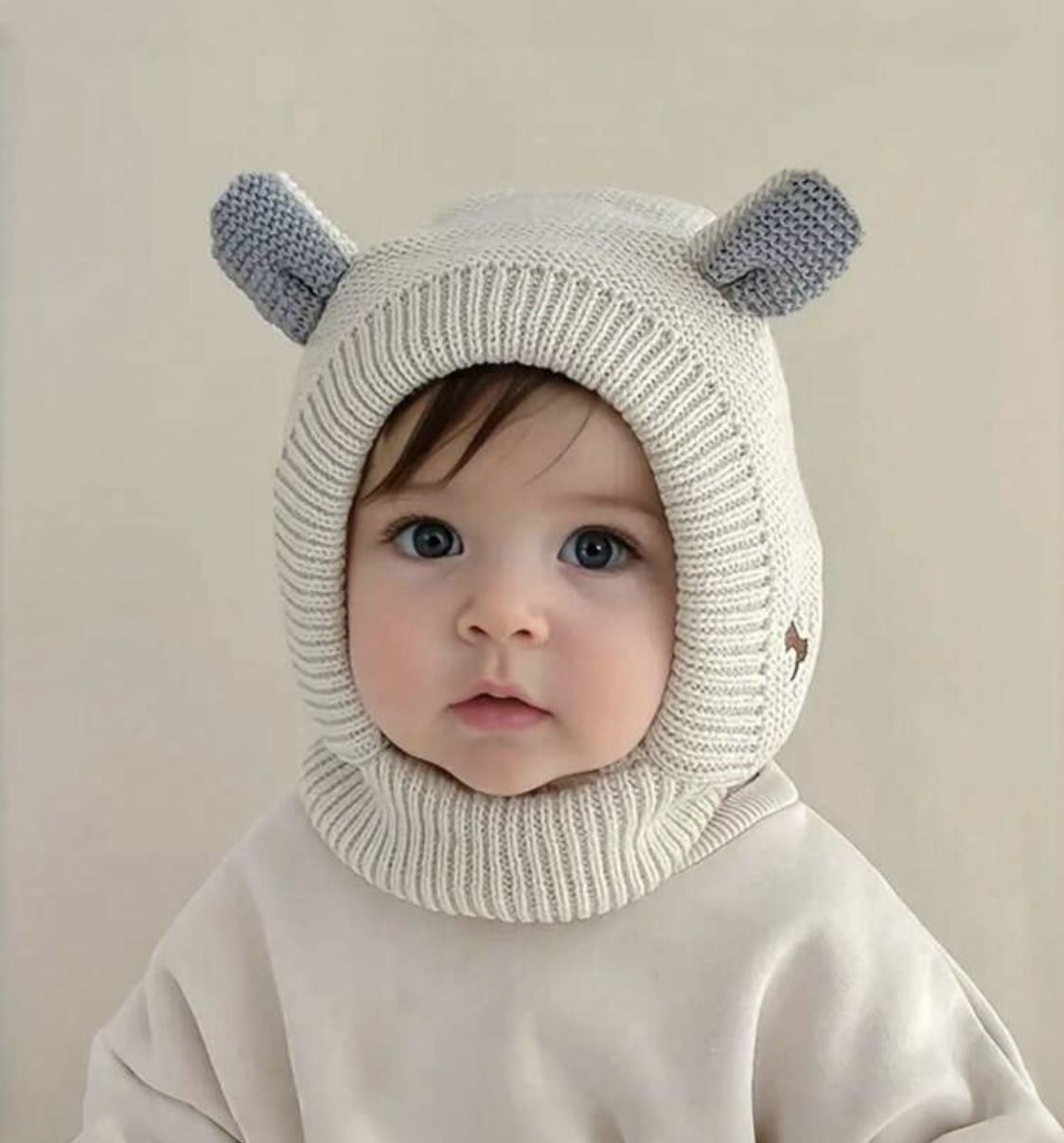 Adorable knitted bear balaclava warm, soft & perfect for winter!