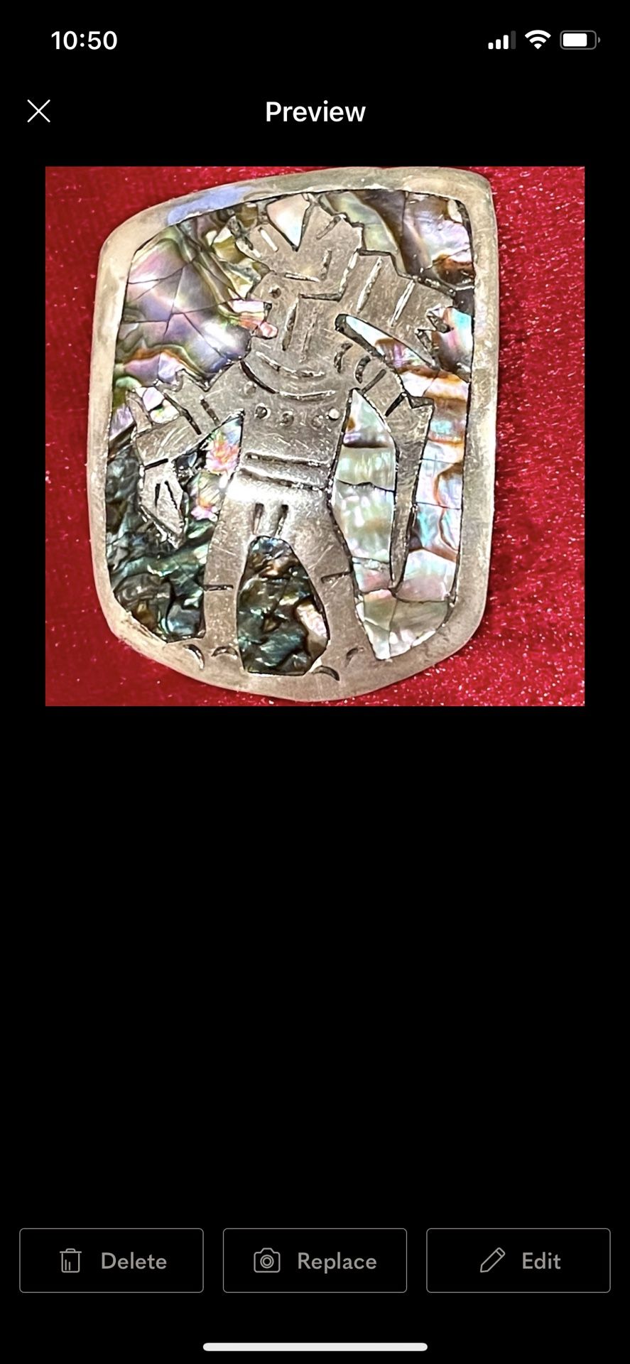 Estate Sterling Taxco Abalone Warrior Necklace 