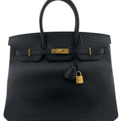 Hermes Birkin 35 Black Noir Epsom Leather Bag