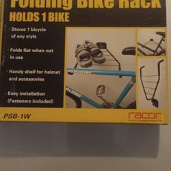 Folding wall mount bike rack with mounting hardware