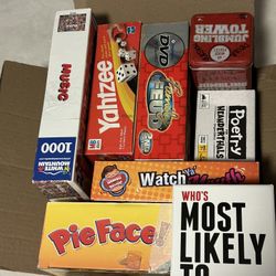 Lot of 8 Games family fun night puzzle pie face drunk jenga poetry for Neanderthals family fued