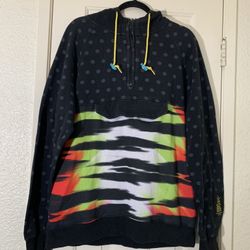 Neff Fang Pullover Hoodie 1/4 Zip Mens Large/polka Dot Sweater