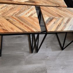 Solid Wood Coffee Table With End Table 