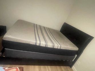 Queen size bed frame and mattress set