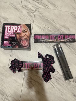 leather punch bag , terpz nunchucks and headband 