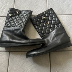 MK Black Quilted leather Boots size 10M