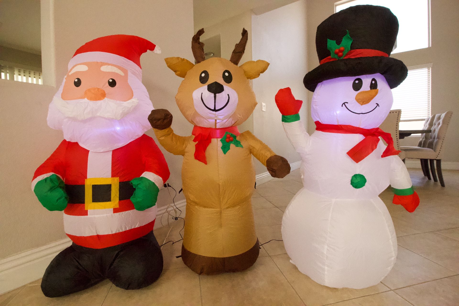 NEW 3 Christmas Decorations Deer Snowman Santa for house front yard furniture living dining room