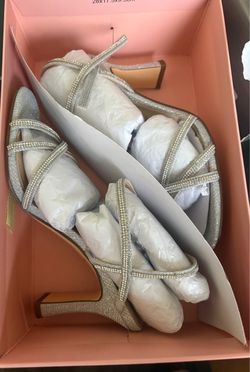 Silver Rhinestone Strappy Heeled Sandals