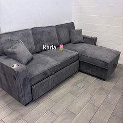 Dark Gray Sectional Sofa With Storage Ottoman New