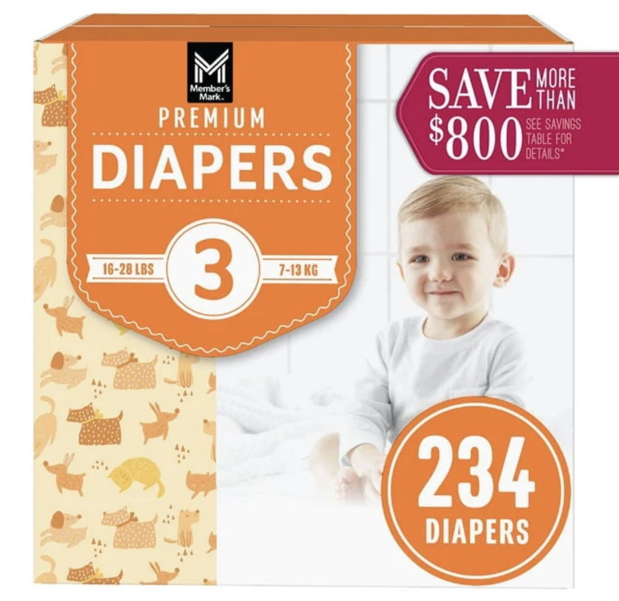 Brand New Box Of 234 Diapers Size 3