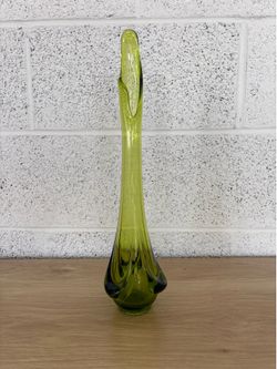 vintage Viking Glass "Epic" Drape swung vase in avocado green