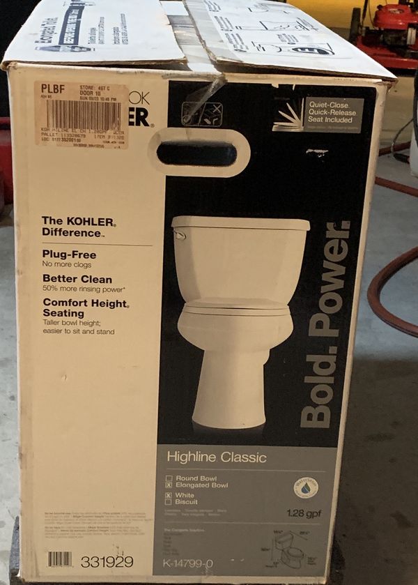 NEW KOHLER Highline Classic Elongated Toilet in Box Complete w/ Seat