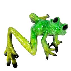 Kitty's Critters "Drucilla" Green Tree Frog Figurine Glossy Perched Edge Sitter