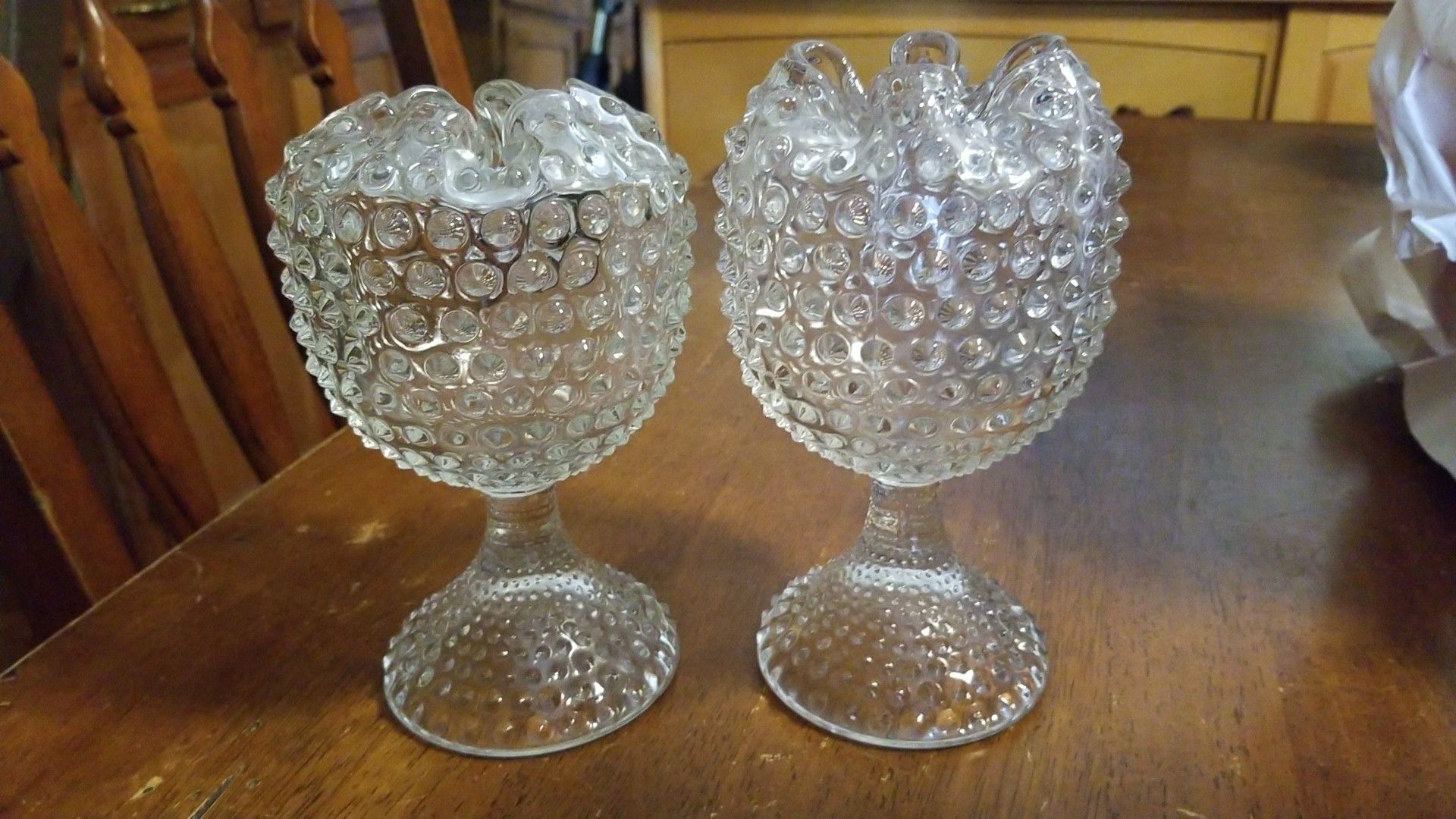 Heavy glass candle/ flower holders