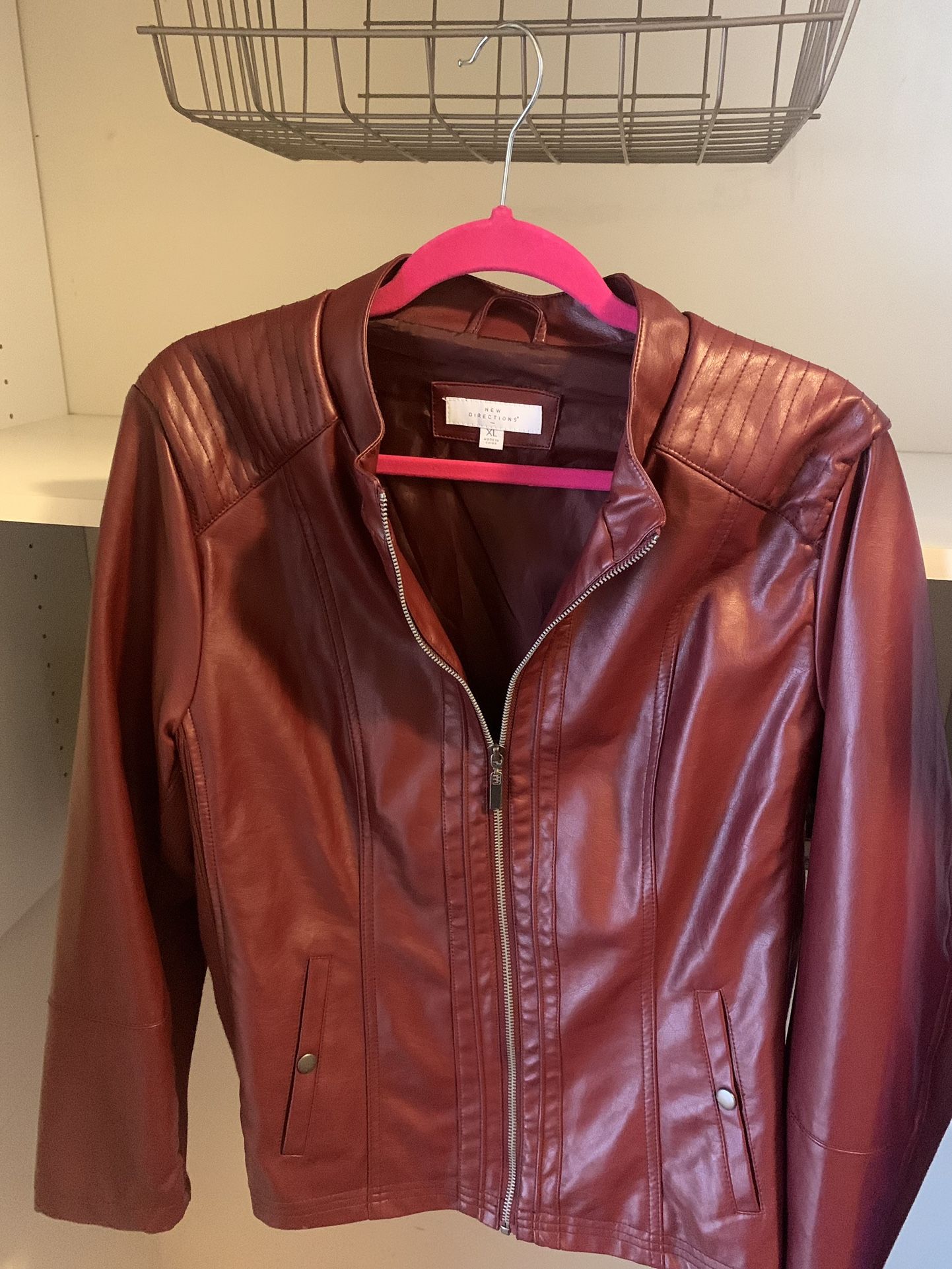 Kenneth cole red leather jacket top