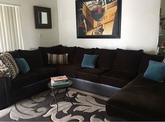 Large Dark Brown Sectional Sofa