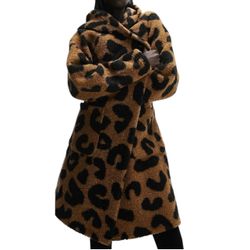 Topshop Hooded Women’s Robe Teddy Animal Print Small/Medium 