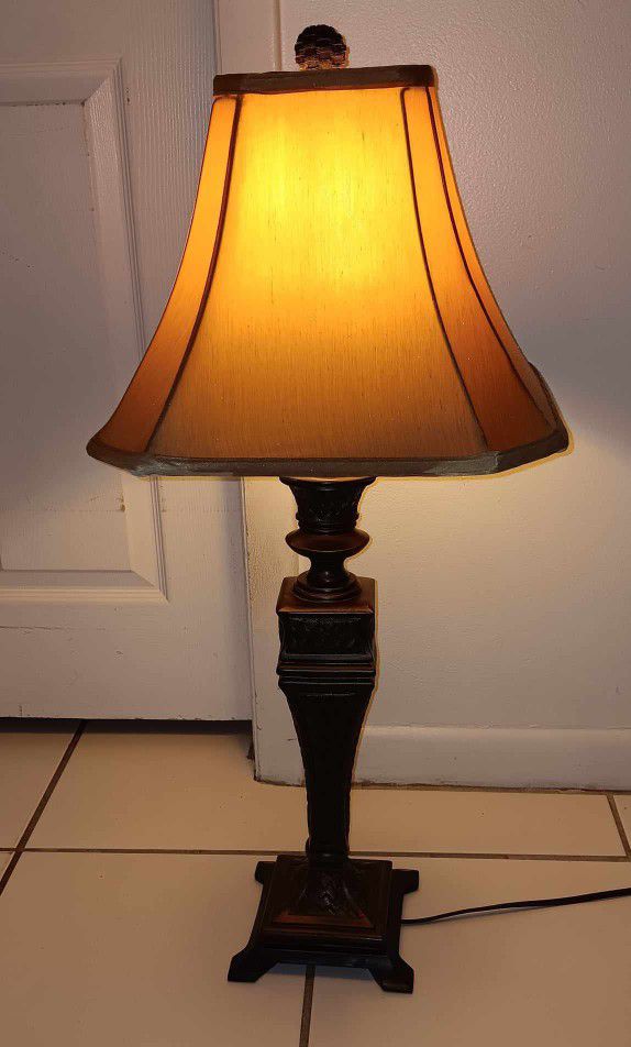 VINTAGE "Grandmother's house" heavy lamp with shade and bulb PRICE IS FIRM