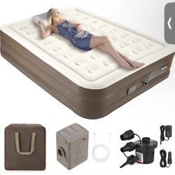 Air Mattress Queen with Built in Pump,Newly Upgraded Cordless 4000mAh Lithium Battery Pump Inflatable Mattress,16" Portable Blow Up Mattress for Campi
