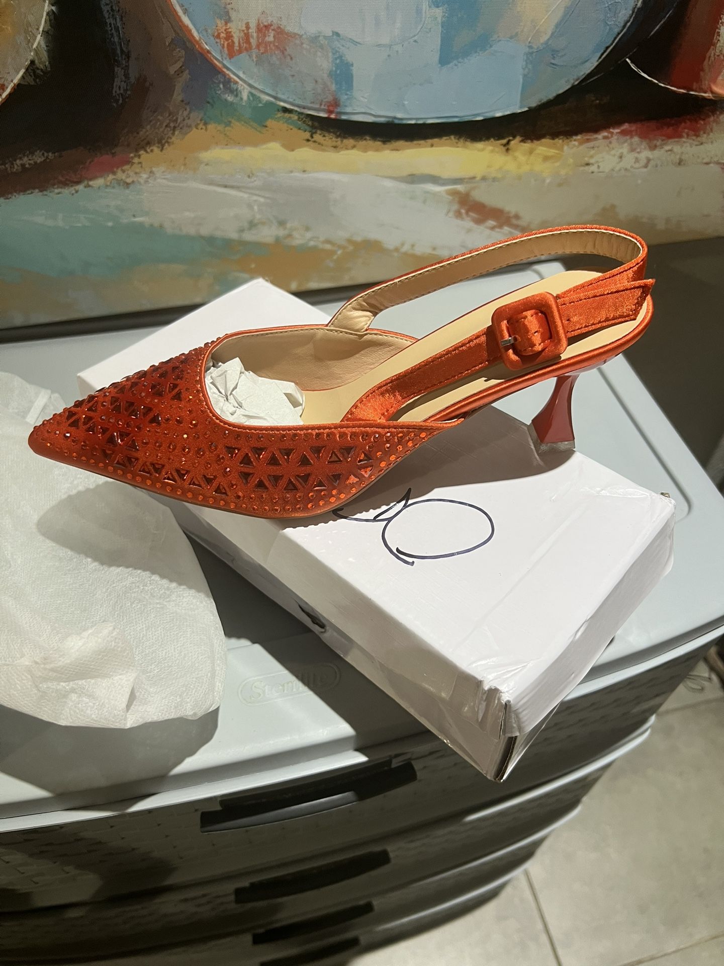 Brand New Orange Kitten Heel Shoes